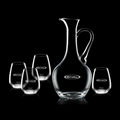 25 Oz. Deane Crystalline Carafe w/ 4 Stemless Wine Glasses